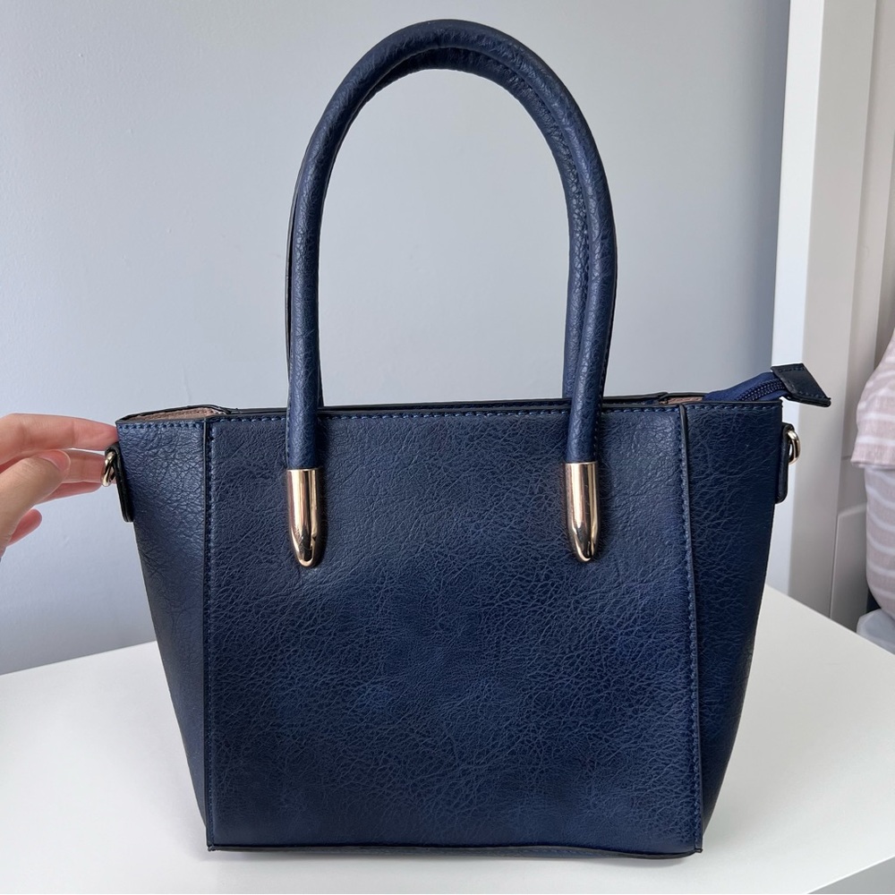 Navy Blue Leather Bag